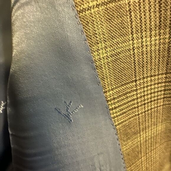 Isaia Sport Coat Mens 54EU/44US Cinnamon Green Sky Plaid AquaCashmere Blazer - Picture 13 of 14